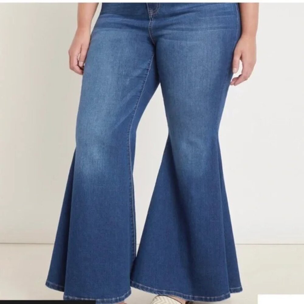 Eloquii Super Flare Bell Bottom Dark Wash Jeans